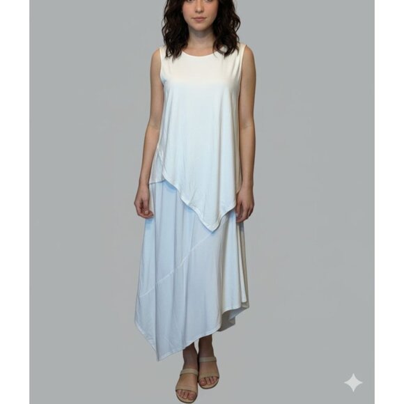 Antthony Womens Asymmetrical Ivory Sleeveless Dress Size S - Picture 1 of 12
